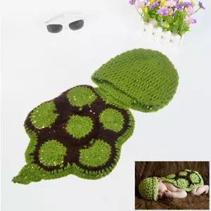 Newborn Tortoise Knit Crochet Photo Prop Outfit - Green