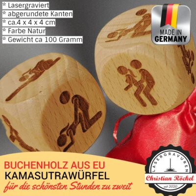 Pleasure Dice Couple Game Erotic Game Love Dice Wooden Beech Gift - Image 1 of 2