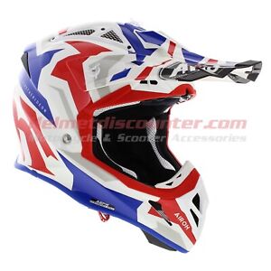 Airoh Aviator ACE Swoop Gloss White Blue Red Offroad MX Helmet Free Ship