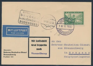 Zeppelin Vorarlbergfahrt 1930 Bordpost Luftschiff-Postkarte nach Bregenz (S24892 - Picture 1 of 2