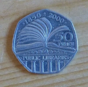 Öffentliche Bibliotheken - 150 Jahre Jubiläum 50p - zirkuliert - 2000 - Bild 1 von 2
