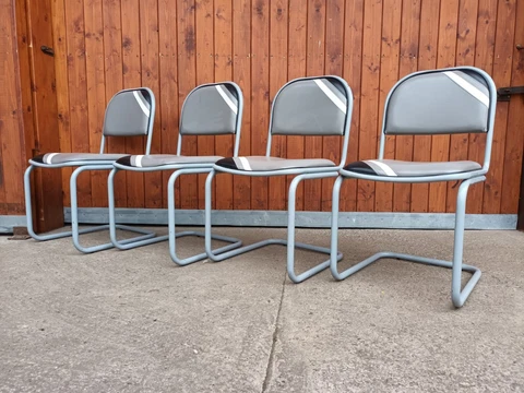 4x Cantilever Chairs Dining Room Chair Designer Chair Leatherette Vintage 80er Cover