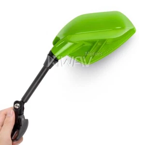 Fin rear mirrors green sporty look ABS convex fits fairing - Picture 1 of 8