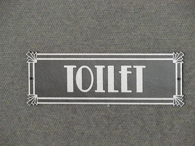 Деревянная вывеска на дверь туалета в стиле ар-деко серебристая и черная вывеска для ванной комнаты туалета - Изображение 1 из 4
