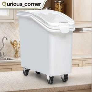 Large Dry Food Ingredient Cereal Rice Grains Container Storage Box Swivel Wheels - Picture 1 of 12
