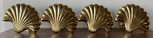 4 High Quality Brass Gold Metal Shell Fan Curtain Drapery Tie Backs Holders ๐๏ธ - Picture 1 of 10