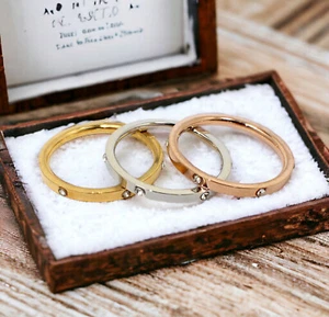 Anillos de acero inoxidable para mujer anillo tricolor pequeño plata oro rosa marca circonita moderna - Imagen 1 de 2
