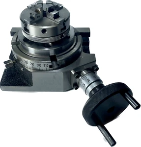 3" IN ROTARY TABLE & 4-JAW SELFCENTERING 65MM CHUCK, BACK PLATE, FIXING BOLTS - Imagen 1 de 8