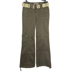 Vintage Y2K Guess Jeans Green Low Rise Wide Leg Cargo Pants Grunge Size XS - Picture 1 of 7
