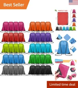 Portable Drawstring Bag Set - 100 Pack - Polyester String Sack Bags - 10 Colors - Picture 1 of 8