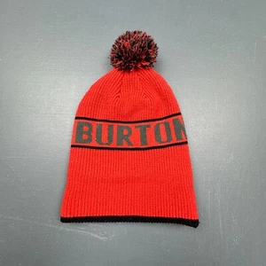 Burton Beanie Hat Red Black Pom Knit Snowboard Ski Winter Cap Unisex Warm Casual - Picture 1 of 7