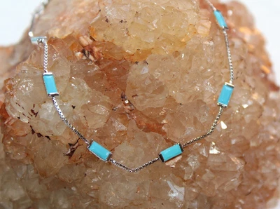 Turquoise 925 Sterling Silver Bracelet 6.5-8" New With Box. - Image 1 of 4