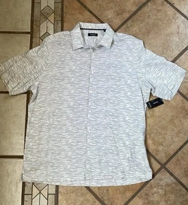 ALFANI Men's Warren Textured Short Sleeve Shirt Regular Fit white & gray Size XL - Picture 1 of 5