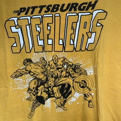Camisa de comida chatarra Pittsburgh Steelers MARVEL talla M Thor Hulk NFL fútbol americano hierro Foto 1 de 4