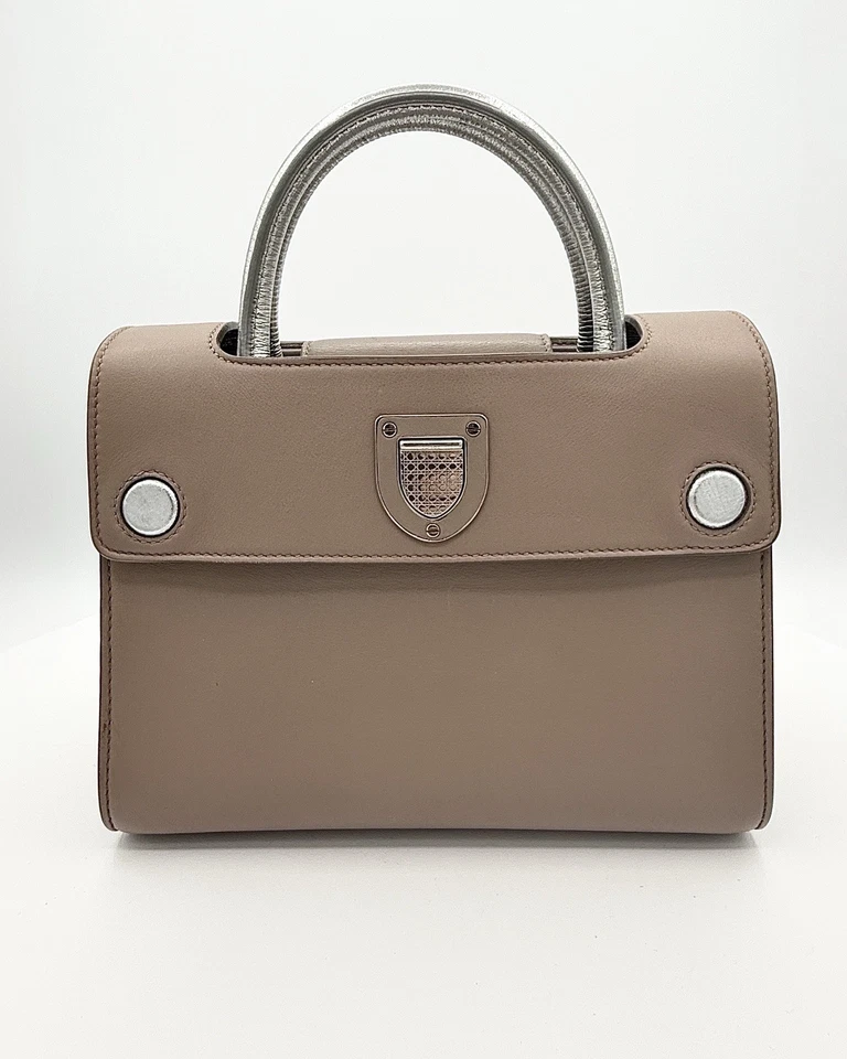 CHRISTIAN DIOR Diorever Mini Shoulder Handbag Taupe/Khaki/Beige Silver Leather - Image 1 of 4