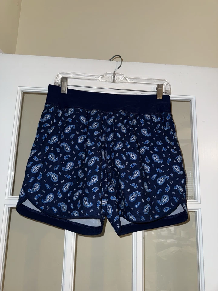 Pantalones Cortos de Natación LANDS END Mujer 4 Azul Marino Estampado Paisley 6" Bolsillos Cómodos en la Cintura Foto 1 de 3
