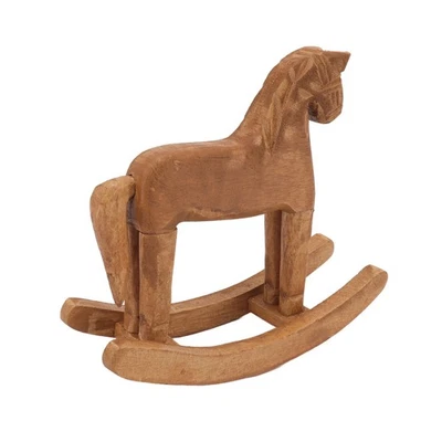 Cheval à Bascule En Bois Ancien Chanceux Sculpté à La Main Cheval De Troie FR - Photo 1/4