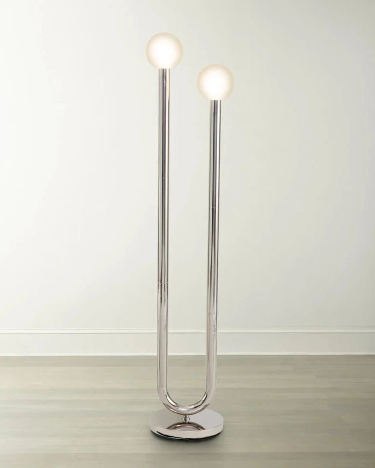 Lâmpada de assoalho Regina Andrew Happy níquel polido estilo meados do século globo 14-1055PN - Imagem 1 de 1