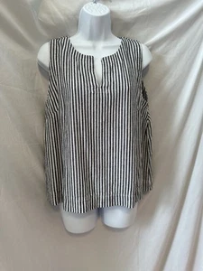 Liz Claiborne ärmelloses grau & weiß gestreiftes Leinen Box Crop Top Größe PL - Bild 1 von 4