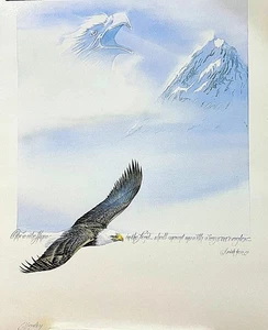 PÓSTER ÁGUILA ISAIAH 40:28-31 ARTE CRISTIANO INSPIRADOR CLIFF HAWLEY 1991 - Imagen 1 de 4
