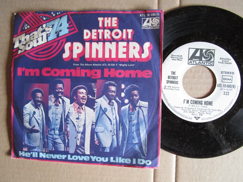 7" THE DETROIT SPINNERS I´coming home He`ll never love you GER ATL WEISSE PROMO - Bild 1 von 1