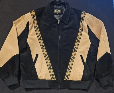 Chaqueta de bombardero de gamuza Scully negra y marrón chaqueta suroeste para hombre talla 3XL Foto 1 de 4