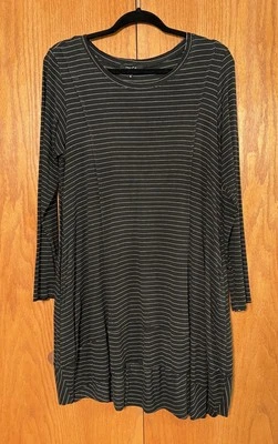 Удобная американская туника топ Wm M в полоску черно-белая многослойная футболка большого размера Lagenlook - Изображение 1 из 4