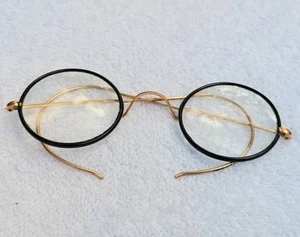 Antique Eyeglasses Torshell Round Gold Black Color 1920 Spectacles - Picture 1 of 10