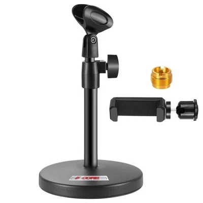 5 Core Mic Stand 3 in 1 Adjustable Desktop Table Microphone Stands w Phone Clamp - Image 1 of 4