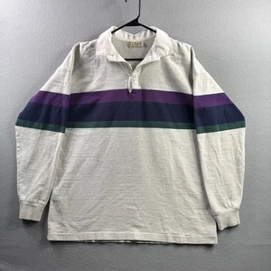 Vintage LL Bean Rugby Shirt Mens XL 90s Heavy Cotton Long Sleeve Polo USA Made - Picture 1 of 7