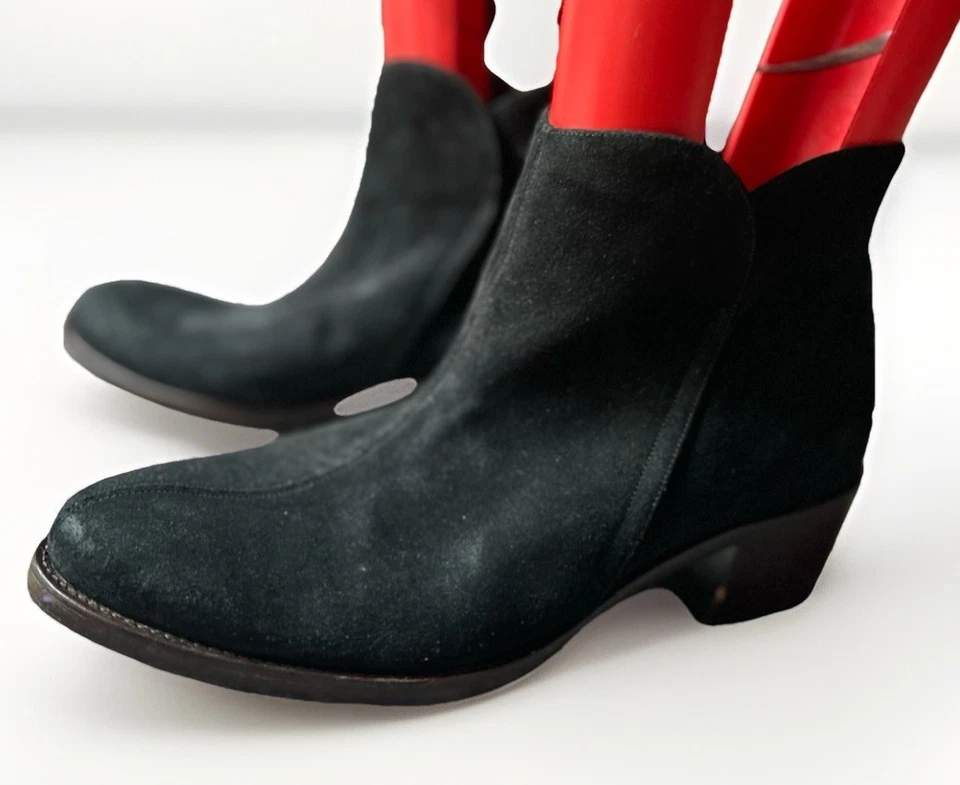 Mujer Salpy Hecho a Mano Negro Gamuza Botines Tacón Talla 10 Foto 1 de 4