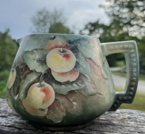 Wunderschöner handbemalter Krug JPM France Limoges grün Blumen - Bild 1 von 8