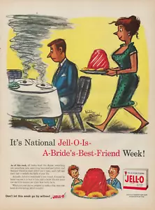 1959 Jell-O Gelatine Dessert A Bride's Best Friend Week Burnt Food Vintage Druckanzeige - Bild 1 von 1