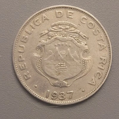 1937 Costa Rica 25 Centimos Coin - Copper-Nickel - Emblem of Costa Rica - Image 1 of 2