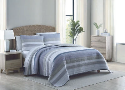 Juego de edredón de 2 piezas gris algodón Nautica Gulf Shores - doble Foto 1 de 4