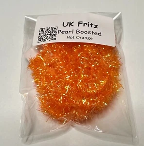 pearl boosted 15mm chenille fritz - fly tying materials - Hot Orange 2mtr - Picture 1 of 1