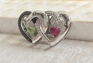 925 CHARLIE & AUDREY Kay Jewelers Sterling Silver Double Heart  Pendant - Picture 1 of 10
