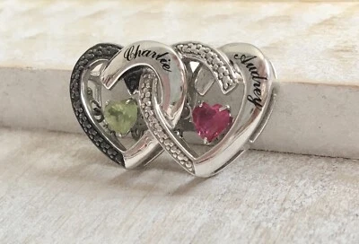 925 CHARLIE & AUDREY Kay Jewelers Sterling Silver Double Heart  Pendant - Image 1 of 4