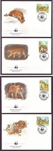 q7724/ Laos Complete WWF (4 stk) Tiger FDC Cover 1984 - Picture 1 of 3