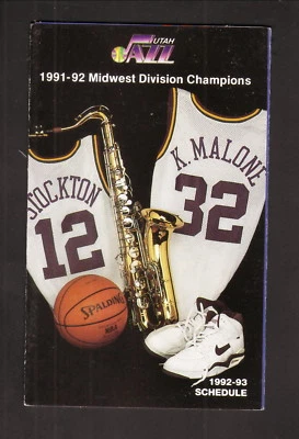 Utah Jazz--1992-93 Pocket Schedule--Coors--Stockton & Malone Jerseys - Image 1 of 2