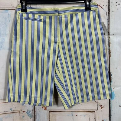 Pantalones Cortos Liz Golf Para Mujer Azul Verde Rayas Talla 6 Nuevos con Etiquetas Foto 1 de 4
