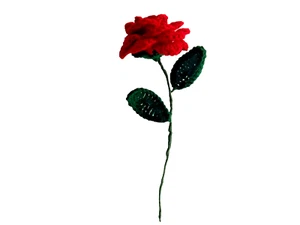 Valentine Day Gift Crochet Knit Flower Red Rose Bouquet - Picture 1 of 5