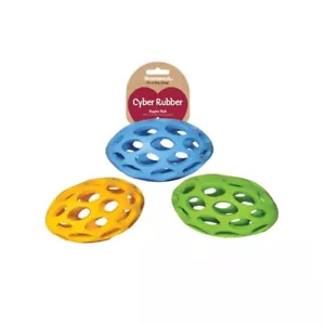 Cyber lattic Rugby Ball Rubber Dog Toy Chase Fetch Irregular bounce - Picture 1 of 3