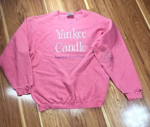 Vintage Thrashed Yankee Candle Sweatshirt XL Sun Faded Pink E S Sports Apparel - Picture 1 of 14