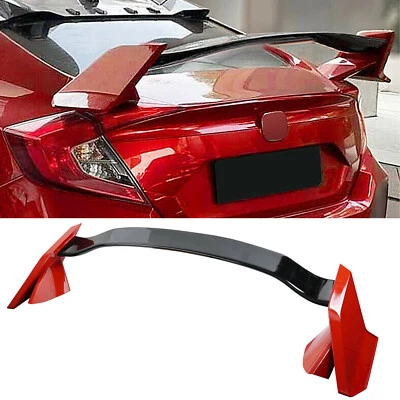 FOR 2016-2021 HONDA CIVIC 4 DOOR SEDAN 2 TONE RED BLK TYPE R STYLE SPOILER WING Foto 1 de 4