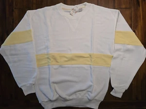 Vintage Jos A Bank Pebble Cloth Sweater Men's XL White Yellow New with Tags - Picture 1 of 6