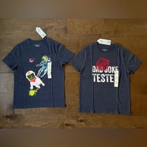 Cat & Jack Boys' 2 Casual Space/Dad Joke Tester Short Sleeve T-Shirts, Med (8) - Picture 1 of 3