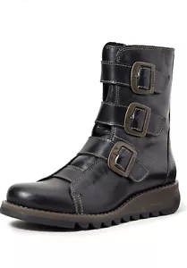 Gorgeous Fly London Women's Scop 110fly Black Biker Boots (Uk 6) BNiB RRP £170 - Picture 1 of 9