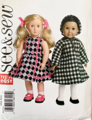 Butterick See & Sew Easy Sewing Pattern B6275 18" Doll Clothes Dresses NEW - Image 1 of 2