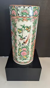 Late Qing Period Famille Rose Cylinder Vase - Picture 1 of 8